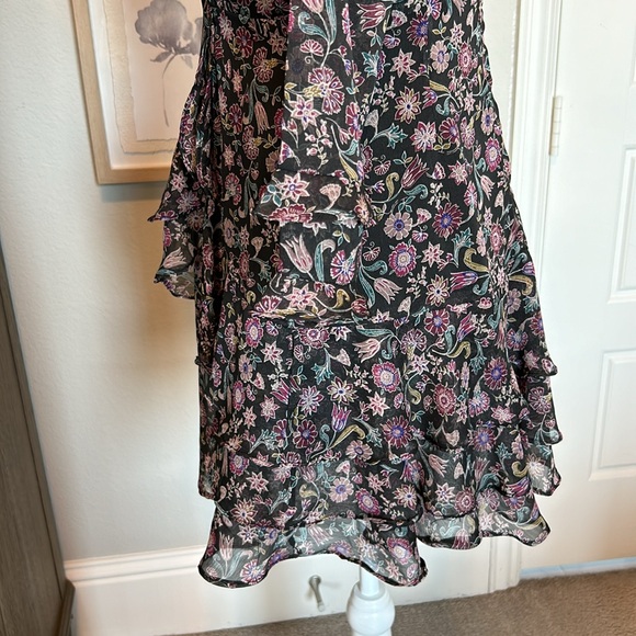 The Impeccable Pig | Black Floral Ruffled Fit & Flare Dress | Medium - Picture 12 of 16